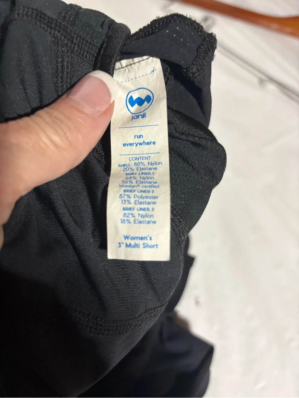 Janji Black Athletic Running Shorts with Blue Drawstring Tip